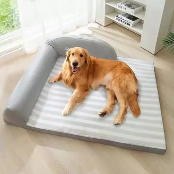 Простой Полосатый Диван-Гнездо Для Большой Собаки Золотистый Ретривер Летнее Охлаждающее Гнездо Для Собак Подушка Для Шеи Увеличенная Подушка Для Животных Товары Для Домашних Животных M: 55 * 40cm