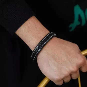 Простой повседневный и универсальный кожаный браслет с магнитной пряжкой из нержавеющей стали 20CM