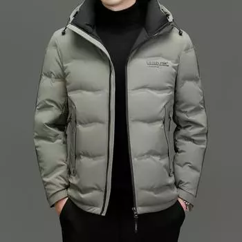 Простой повседневный мужской пуховик для молодежи и среднего возраста, новое зимнее свободное теплое пальто с капюшоном, мужская куртка M
