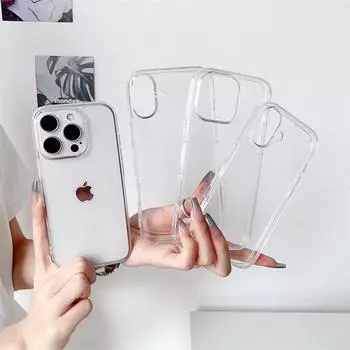 Простой прозрачный акриловый чехол для iPhone 15 Pro Max 14 Plus 13 12 11 Pro XS XR 7 8Plus SE 2020, универсальный защитный чехол при падении iPhone 15 Pro Max прозрачный
