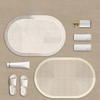 Простой японский коврик для ванной ваби-саби из диатомовой грязи, впитывающий воду, нескользящий коврик для ног 40 * 60Cm