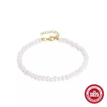 Простой японский S925 стерлингового серебра стиль темперамент элегантный барочный жемчужный браслет Xiaohongshu Explosion 925 Silver золотой