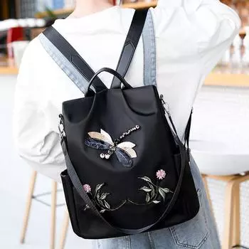 Простой рюкзак с вышивкой, сумки через плечо для женщин, водонепроницаемый оксфордский дорожный рюкзак большой емкости для студента, рюкзак для ноутбука