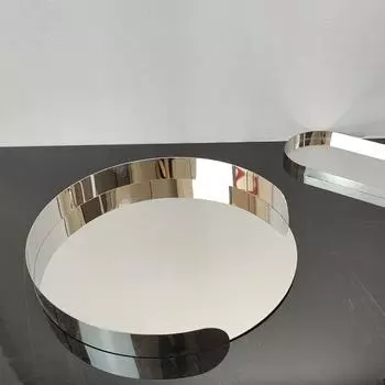 Простой современный гальванизированный металлический серебряный геометрический круглый поднос, украшение для гостиничного журнального столика, украшение рабочего стола