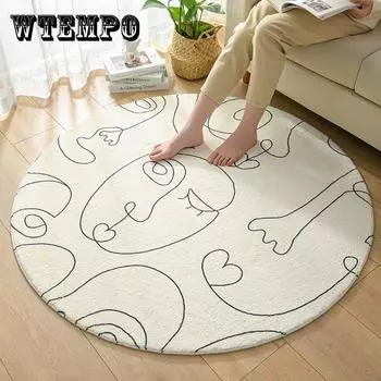 Простой современный круглый ковер, украшение для гостиной, диван, журнальный столик, коврик, украшение для комнаты, ковер для подростка, домашний декор для спальни, меховые коврики 60*60cm