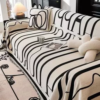 Простой современный забавный шенилловый диван-полотенце с буквами, все включено, чехол для гостиной, одеяло для защиты от пыли 180*130cm