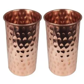 Простой стакан из чистой меди, роскошный дизайн, Hummer Touched, питьевая вода, йога-аюрведа, объем 300 мл, набор из 2 шт.