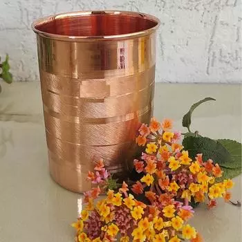 Простой стакан из чистой меди с роскошным дизайном, питьевая вода, йога-аюрведа, объем - 300 мл, 2 шт. в упаковке