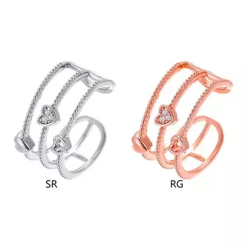 Простой стиль, 3-слойное кольцо в форме сердца, регулируемые открывающиеся кольца для женщин и девочек, модные медные геометрические украшения на палец руки, подарок на вечеринку