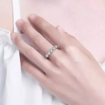 Простой стиль, модное женское кольцо из стерлингового серебра 925 пробы с муассанитом, украшение для вечеринки, подарок для подруги 8