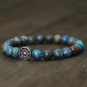 Простой стильный браслет из натурального камня для мужчин, пиратский компас викингов, браслет с тигровыми глазами, браслет, аксессуары для отдыха