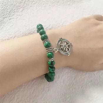 Простой стильный браслет из натурального камня для мужчин, пиратский компас викингов, браслет с тигровыми глазами, браслет, аксессуары для отдыха