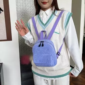 Простой стильный вельветовый рюкзак для женщин, легкий, с несколькими карманами, с двойной молнией, идеально подходит для повседневного использования в поездках на работу