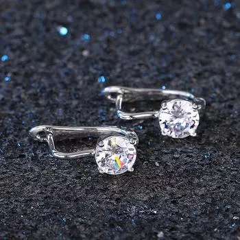 Простой стиль, стильные серьги-кольца, женские повседневные носимые украшения с блестящим цирконием, серебряные аксессуары для женщин