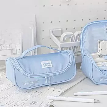 Простой студенческий пенал для мальчиков и девочек, модная однотонная сумка для ручек, прочная моющаяся сумка для хранения канцелярских принадлежностей большой емкости фиолетовый