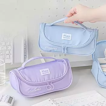 Простой студенческий пенал для мальчиков и девочек, модная однотонная сумка для ручек, прочная моющаяся сумка для хранения канцелярских принадлежностей большой емкости фиолетовый