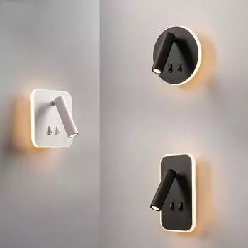 Простой светодиодный настенный светильник, вращающийся на 350 градусов, регулируемый настенный светильник для спальни, прикроватный настенный светильник с переключателем, лампы внутреннего освещения для дома White 2700-3500k&Black Body