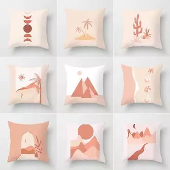 Простой свежий розовый геометрический принт луны, чехол для подушки, домашняя гостиная, украшение для дивана, подушка, наволочка 40X40CM