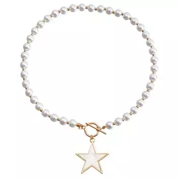 Простой темперамент искусственный жемчуг Ccb круглые бусины смешанные и подобранные бусины ожерелье пятиконечная звезда свитер цепочка аксессуары для женщин