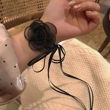 Простой тканевый цветок, длинная секция ленты, бант, ожерелье, шейный ремешок, цепочка для ключицы