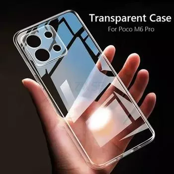 Простой тонкий мягкий прозрачный чехол из ТПУ Transaprent для телефона Xiaomi Poco M6 Pro 4G PocoM6 Pro 4G For Poco M6 Pro 4G прозрачный