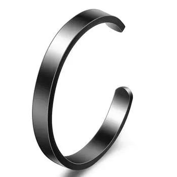 Простой трехцветный мужской и женский браслет C-образной формы из титановой стали диаметром 8 мм