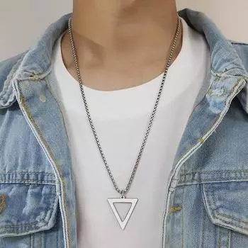 Простой треугольник, перевернутый треугольник, кулон из нержавеющей стали, мужское ожерелье, ювелирные изделия