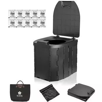Простой туалет от компании Disaster Prevention Portable Disaster Prevention Emergency Portable Load Capacity Легко поливать туалет для предотвращения стихийных бедствий включает в себя 10 чёрный