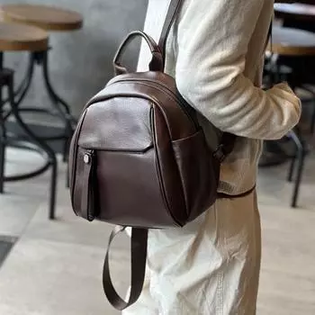 Простой универсальный рюкзак Johnature из натуральной кожи, женская сумка из натуральной мягкой натуральной яловой кожи, дорожные рюкзаки большой вместительности чёрный