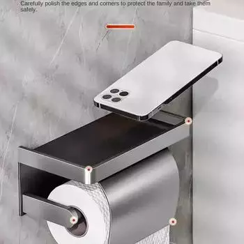 Простой в использовании алюминиевый держатель для туалетной бумаги, настенная стойка, коробка для хранения салфеток, держатель для рулонной бумаги без отверстий, аксессуары для ванной комнаты