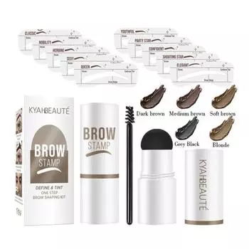Простой в использовании многоразовый водонепроницаемый долговечный нераздражающий быстрый эффект устойчивый к поту одноэтапный набор для формирования бровей светло-коричневого