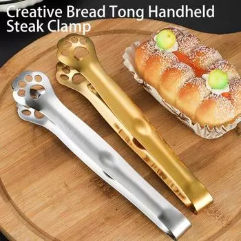 Простой в использовании зажим для приготовления пищи, длинная ручка, полезные щипцы для шведского стола, салата, десерта, хлеба, мяса серебряный