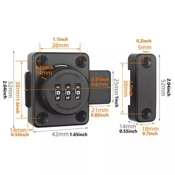 Простой в установке металлический кодовый замок для шкафов и ящиков — ключ не требуется, беспроводной и подходит для однодверных применений чёрный