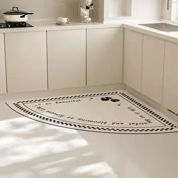 Простой веерообразный напольный коврик для кухни, угловой коврик для ванной, впитывающий нескользящий коврик для туалета, новый амортизирующий коврик 50 * 50Cm crystal velvet