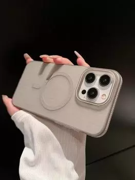 Простой вертикальный гофрированный чехол для iPhone 15 14 13 12 Pro Max с решеткой и зарядкой, чехол для телефона, матовый магнитный беспроводной чехол For iPhone 12