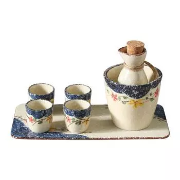 Простой винный горшок Керамический японский винный набор Рисовое вино Японский горшок сётю Винный кубок Набор для сакэ Барный винный набор Ресторанная посуда 2PCS -L