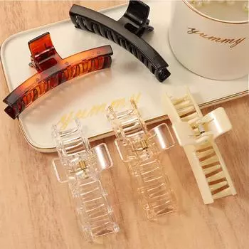 Простой винтажный диск для волос, длинный женский акриловый держатель для хвоста, зажим для волос, зажим для волос чёрный