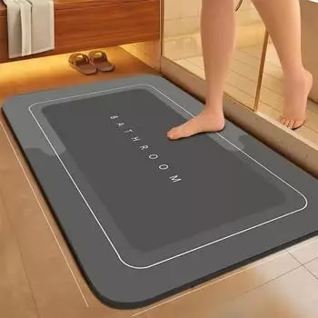 Простой впитывающий коврик для пола в ванной комнате с диатомовой грязью, нескользящий коврик для ног, быстросохнущий коврик для входа в туалет 400MMx600MM синий