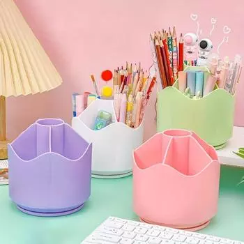 Простой вращающийся контейнер для хранения кистей для макияжа большой емкости, креативный держатель для ручек, контейнер для хранения, ящик для хранения офисных инструментов