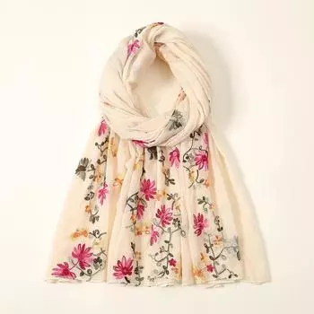 Простой вышитый цветок хиджаб шарф вискоза мусульманский хиджаб шали женские мягкие длинные полотенца накидки элегантный повседневный платок тюрбан