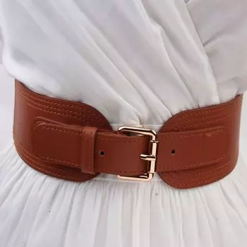 Простой взрослый обнаженный торс один круг коричневый черный китайский женский четырехсезонный широкий пояс-печать трехмерный эластичный эластичный пояс коричневый