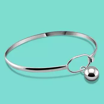 Простой женский браслет из стерлингового серебра 925 пробы, 10 мм, браслет с подвеской в форме шара, открытый дизайн, подарок на день рождения, ювелирные изделия