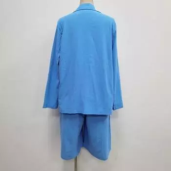 Простой женский наряд, свободные шорты с лацканами и пуговицами, эластичный пояс, льняной костюм S темно-синий