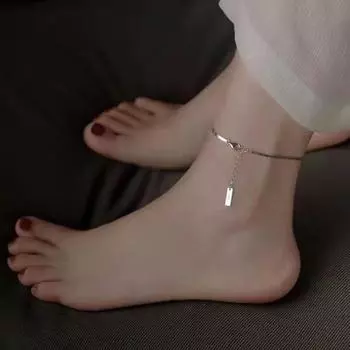 Простой женский ножной браслет, регулируемая длина, цепочка для ног, кулон, браслет для ног, стильный ювелирный подарок серебряный