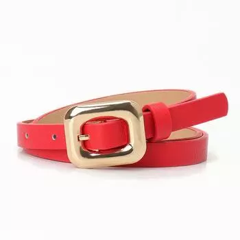 Простой женский ремень с квадратной пряжкой из сплава, джинсовая одежда, тонкий ремень высокого класса для женщин красный