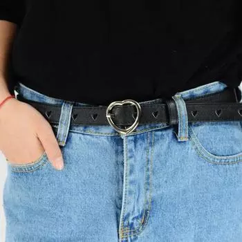 Простой женский унисекс винтажный металлическая пряжка сердце поясной ремень аксессуары кожаный ремень ширина кофейный