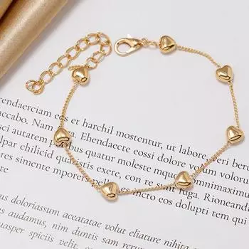 Простой женский золотой браслет в форме сердца, цепочка для женщин, подарок на день рождения