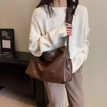 Простота, большая вместимость, высококачественная, повседневная и фактурная большая женская сумка 2023 года, зимняя новая сумка на одно плечо, сумка с диагональным ремнем для поездок на работу