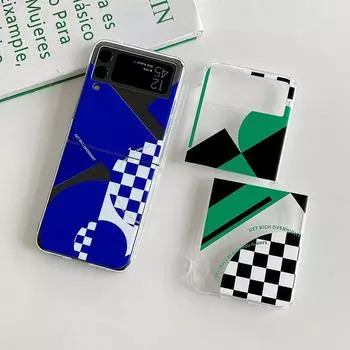 Простота Геометрия Искусство Сращивания Решетка Чехол Для Телефона Для Samsung Galaxy Z Flip 3 5g Прозрачный Жесткий Чехол Для ПК For Samsung Z Flip 3