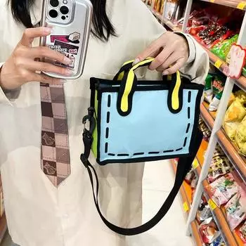 Простота Контрастные цвета Креативные сумки через плечо для женщин Сумки для рисования Нейлоновые женские сумки-шопперы